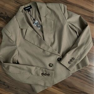 NWT Express cropped blazer taupe color XXS double breasted